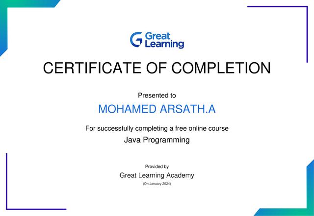 Java Programming certificate