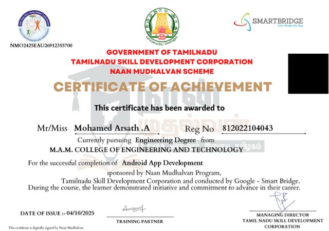 Android App Development certificate