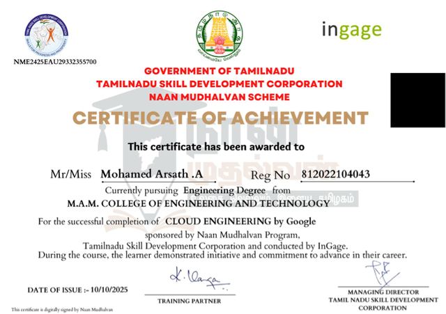 Cloud Engineering certificate