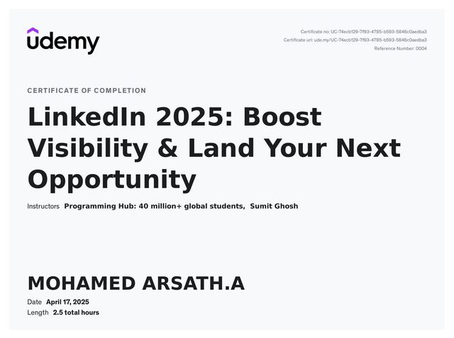 LinkedIn Optimization certificate